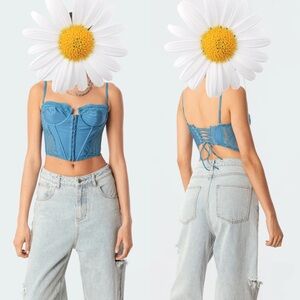 Edikted Payton Lace Corset in Blue